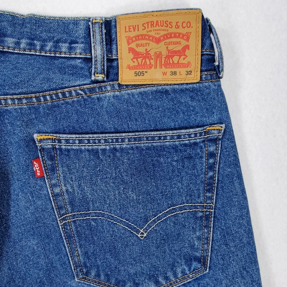 Levis 505 Regular Fit Mens Blue Denim Jeans‎ Straight Leg W38 L32 00505-4891